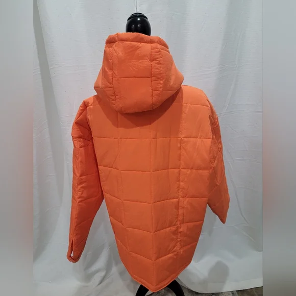 Orange Puffer Pullover Jacket Size Large Loose Fitting - Picture 3 of 10